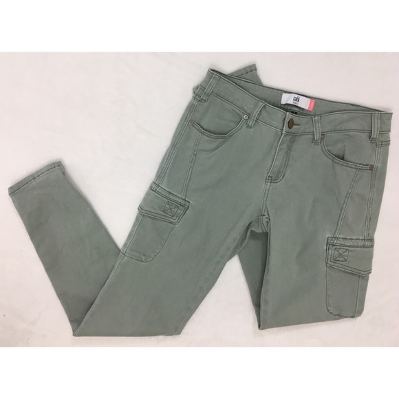 green cargo skinny pants